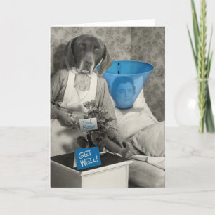 Funny Vintage Dog Nurse Get Well Card