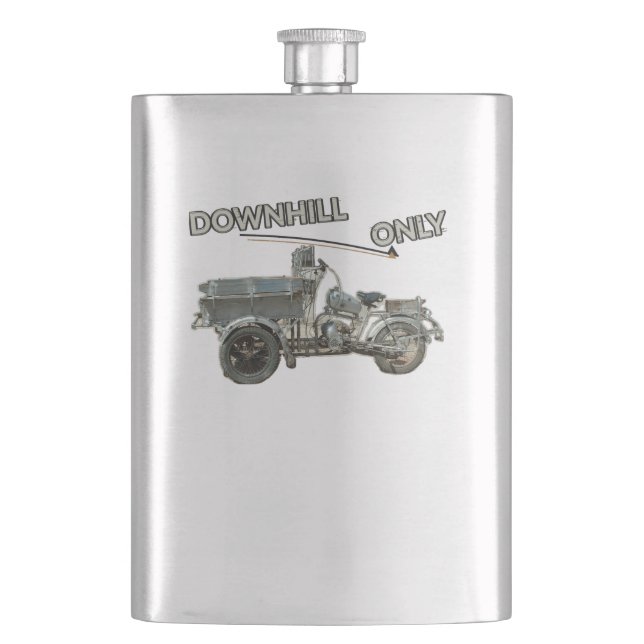 Funny Vintage Downhill Motorcycle Hip Flask (Front)