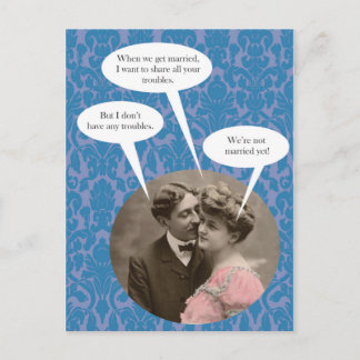 Funny vintage engagement postcard