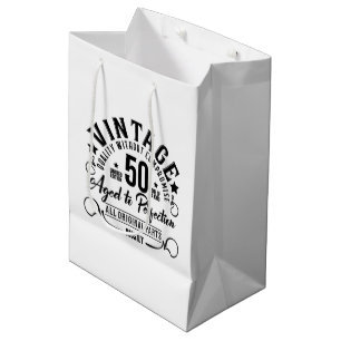 Funny vintage fifty Birthday party Medium Gift Bag