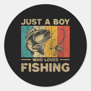 Funny Vintage Fishing Jokes Boys Fisherman B Fish Classic Round Sticker