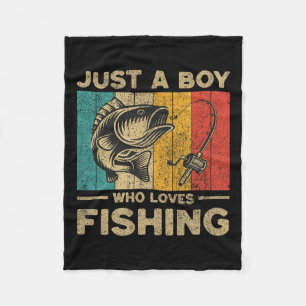 Funny Vintage Fishing Jokes Boys Fisherman B Fish Fleece Blanket