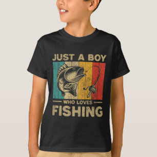 Funny Vintage Fishing Jokes Boys Fisherman B Fish T-Shirt