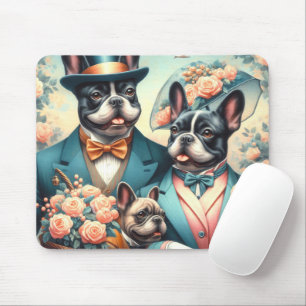 Funny Vintage French Bulldog Painting Mouse Mat