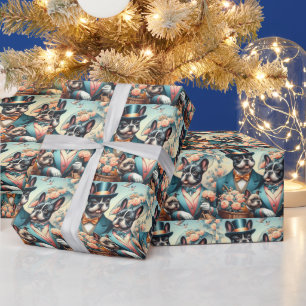 Funny Vintage French Bulldog Painting Wrapping Paper