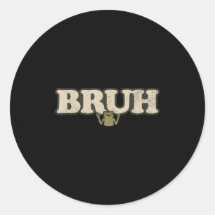 Funny Vintage Frog Attitude Meme - Bruh Frog Classic Round Sticker