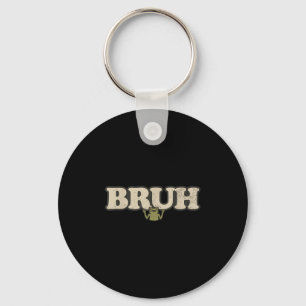 Funny Vintage Frog Attitude Meme - Bruh Frog  Key Ring