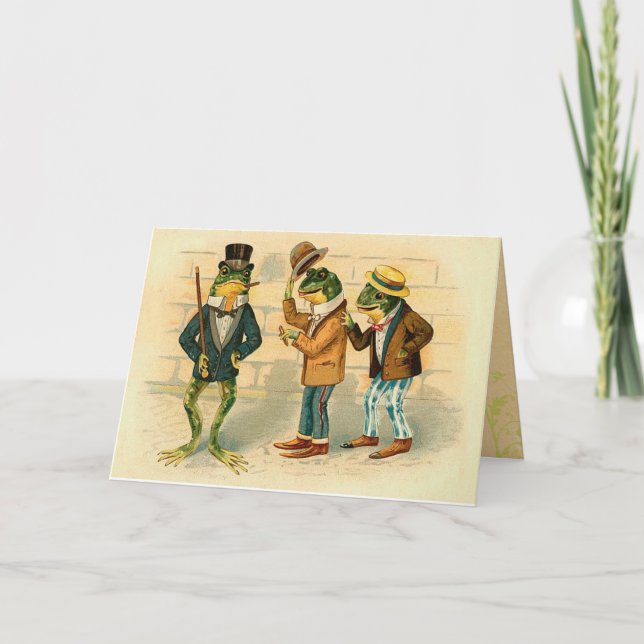 Funny Vintage Frogs Card (Front)