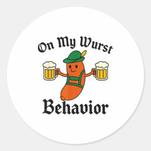 Funny Vintage German Octoberfest Wurst  Classic Round Sticker