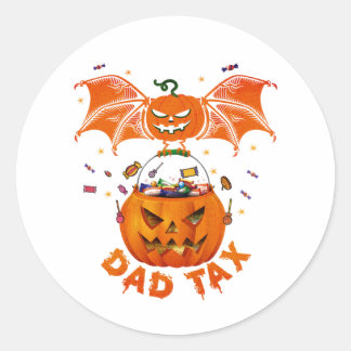 Funny vintage Ghost Pumpkin Halloween dad tax Classic Round Sticker
