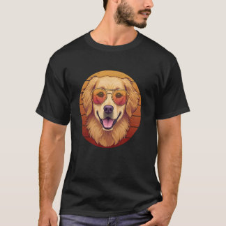 Funny Vintage Golden Retriever with Retro Sunglass T-Shirt