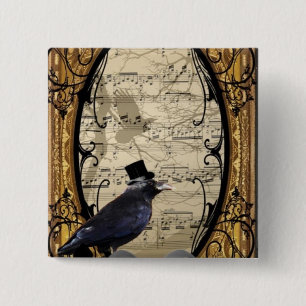 Funny vintage Gothic wedding crow 15 Cm Square Badge