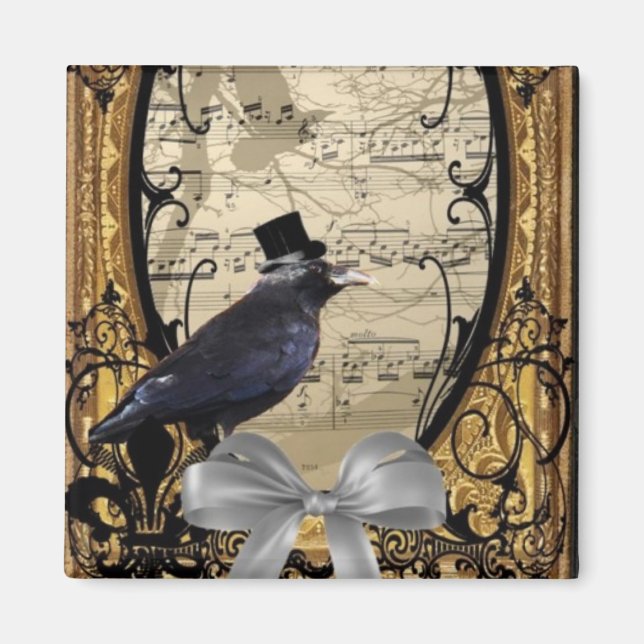 Funny vintage Gothic wedding crow Magnet (Front)