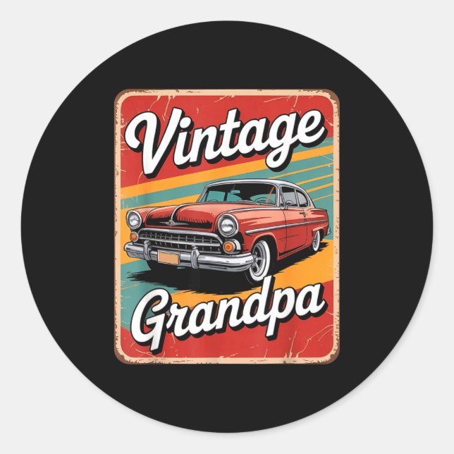 Funny Vintage Grandpa  Classic Round Sticker (Front)