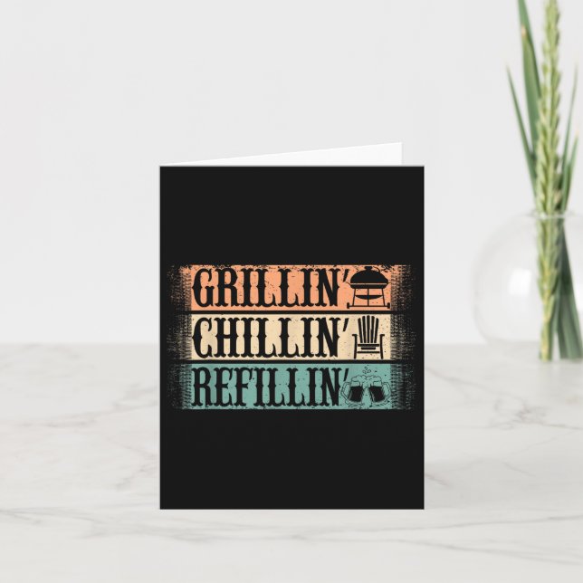 Funny Vintage Grill Dad - Grilling Chilling Refill Card (Front)