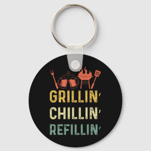 Funny Vintage Grill Dad - Grilling Chilling Refill Key Ring