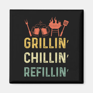 Funny Vintage Grill Dad - Grilling Chilling Refill Magnet
