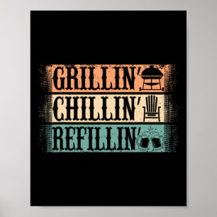 Funny Vintage Grill Dad - Grilling Chilling Refill Poster