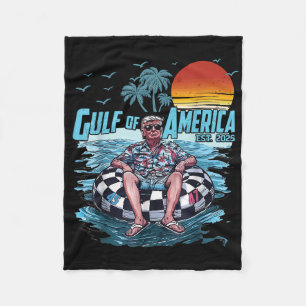 Funny Vintage Gulf Of Us America 2025 American Fla Fleece Blanket