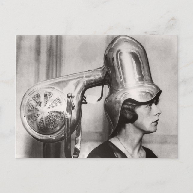 Funny Vintage Hairdryer Postcard (Front)