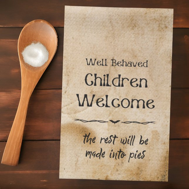 Funny Vintage Halloween Welcome Children Tea Towel (Creator Uploaded)