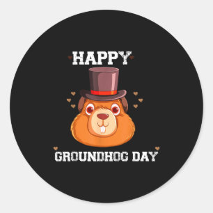 Funny Vintage Happy Groundhog Day 2024 Celebrate H Classic Round Sticker