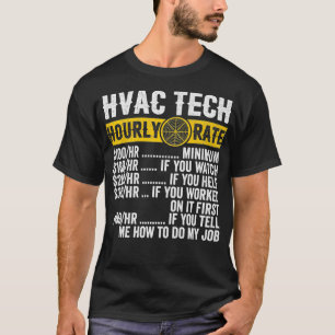 Funny Vintage HVAC Technician Apparel Hourly Rate  T-Shirt