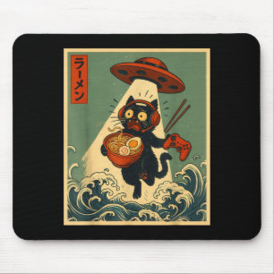 Funny Vintage Japanese Anime Cat Gamer Ramen Ufo G Mouse Mat