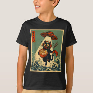 Funny Vintage Japanese Anime Cat Gamer Ramen Ufo G T-Shirt