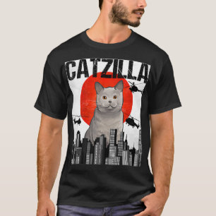 Funny Vintage Japanese Catzilla British Shorthair  T-Shirt