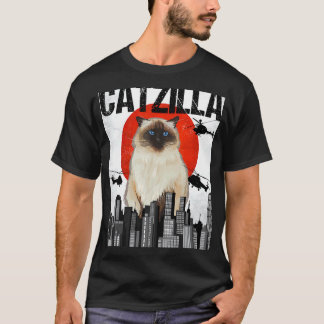 Funny Vintage Japanese Catzilla Himalayan Cat 1 T-Shirt
