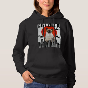 Funny Vintage Japanese Catzilla Siamese Cat Hoodie