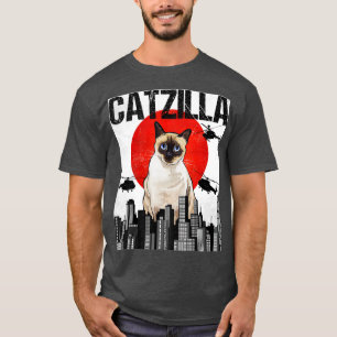Funny Vintage Japanese Catzilla Siamese Cat  T-Shirt