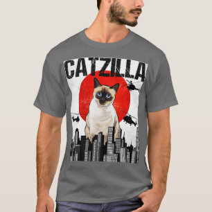 Funny Vintage Japanese Catzilla Siamese Cat T-Shirt