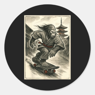 Funny Vintage Japanese Ukiyo-e Art Graphic Tee Ska Classic Round Sticker