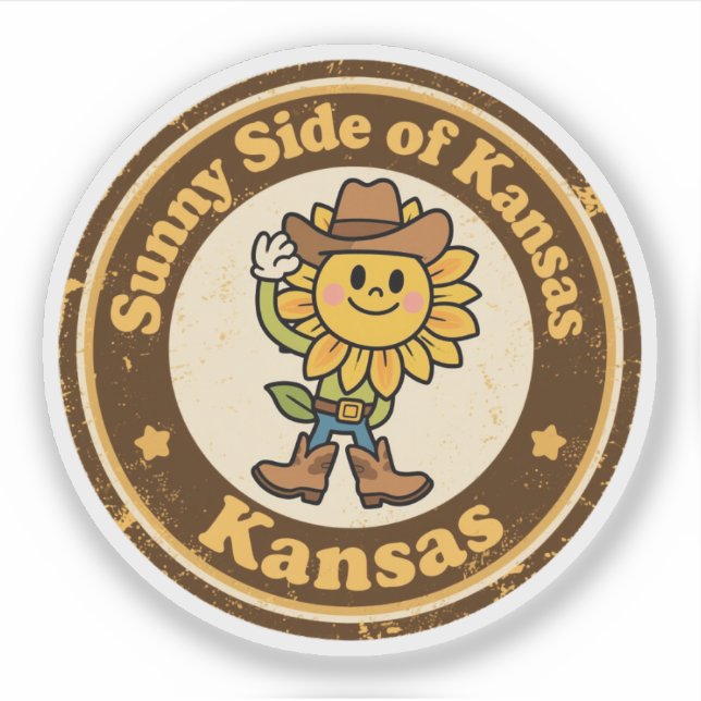 Funny Vintage Kansas Sunflower Cowboy Retro (Front)