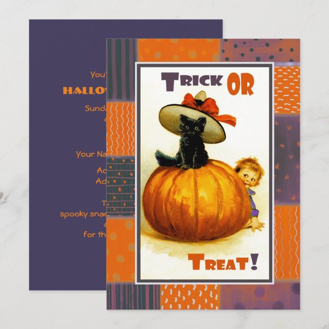 Funny Vintage Kid Halloween Party Invitations (Front/Back)