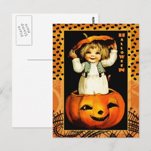 Funny Vintage Kid Halloween Postcards (Front/Back)