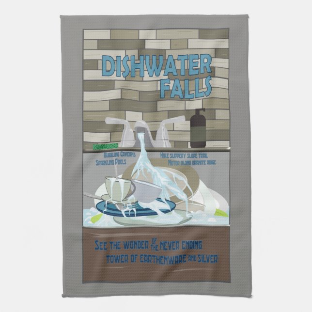 Funny Vintage Kitchen Travel Design Tea Towel (Vertical)