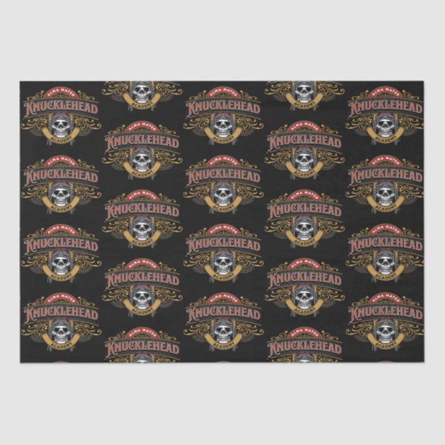 Funny Vintage Knucklehead Academy Skull   Tissue Paper (Front)