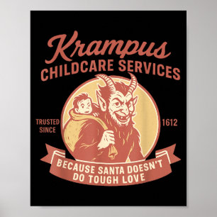 Funny Vintage Krampus Child Transrt Services Merry Poster