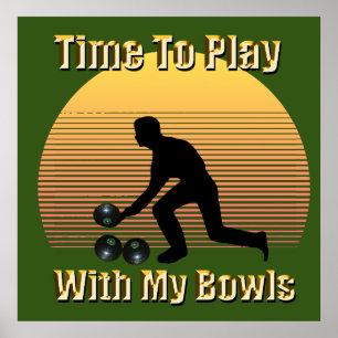 Funny Vintage Lawn Bowls Play Time, Poster