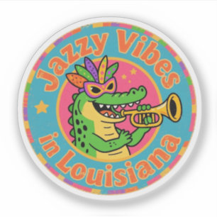 Funny Vintage Louisiana Alligator Mardi Gras Jazz