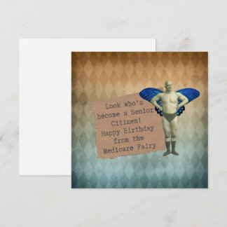Funny Vintage Male Fairy Senior Birthday Card