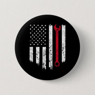 Funny Vintage Mechanic Distressed American Flag Gi 6 Cm Round Badge