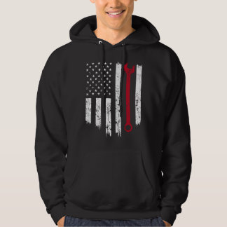 Funny Vintage Mechanic Distressed American Flag Gi Hoodie