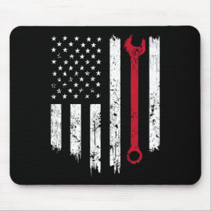 Funny Vintage Mechanic Distressed American Flag Gi Mouse Mat