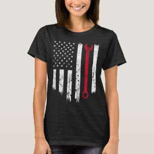 Funny Vintage Mechanic Distressed American Flag Gi T-Shirt