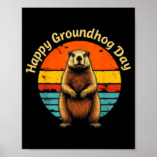 Funny Vintage Meteorology Groundhog Happy Groundho Poster