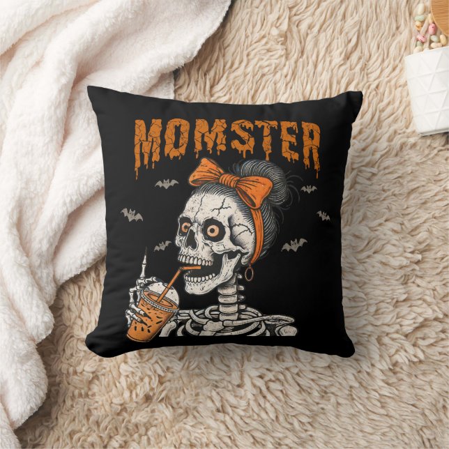 Funny Vintage Momster Skeleton Halloween Cushion (Blanket)